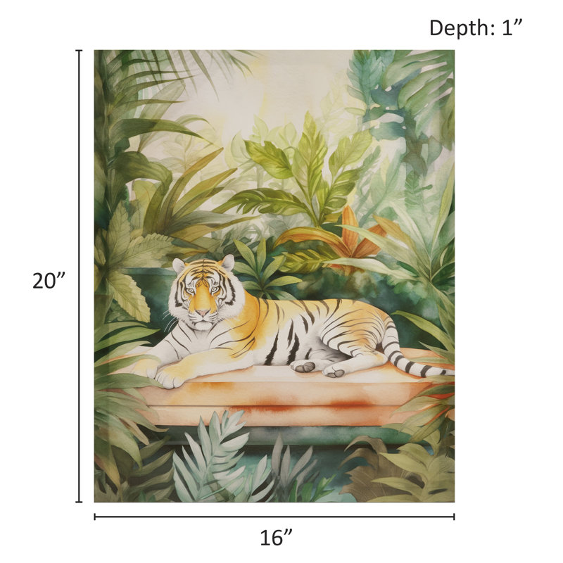 Majestic Tiger Green Jungle Canvas Wall Art, 16" x 20"