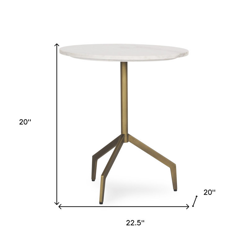 Table de bout ovale blanche et dorée 20 po