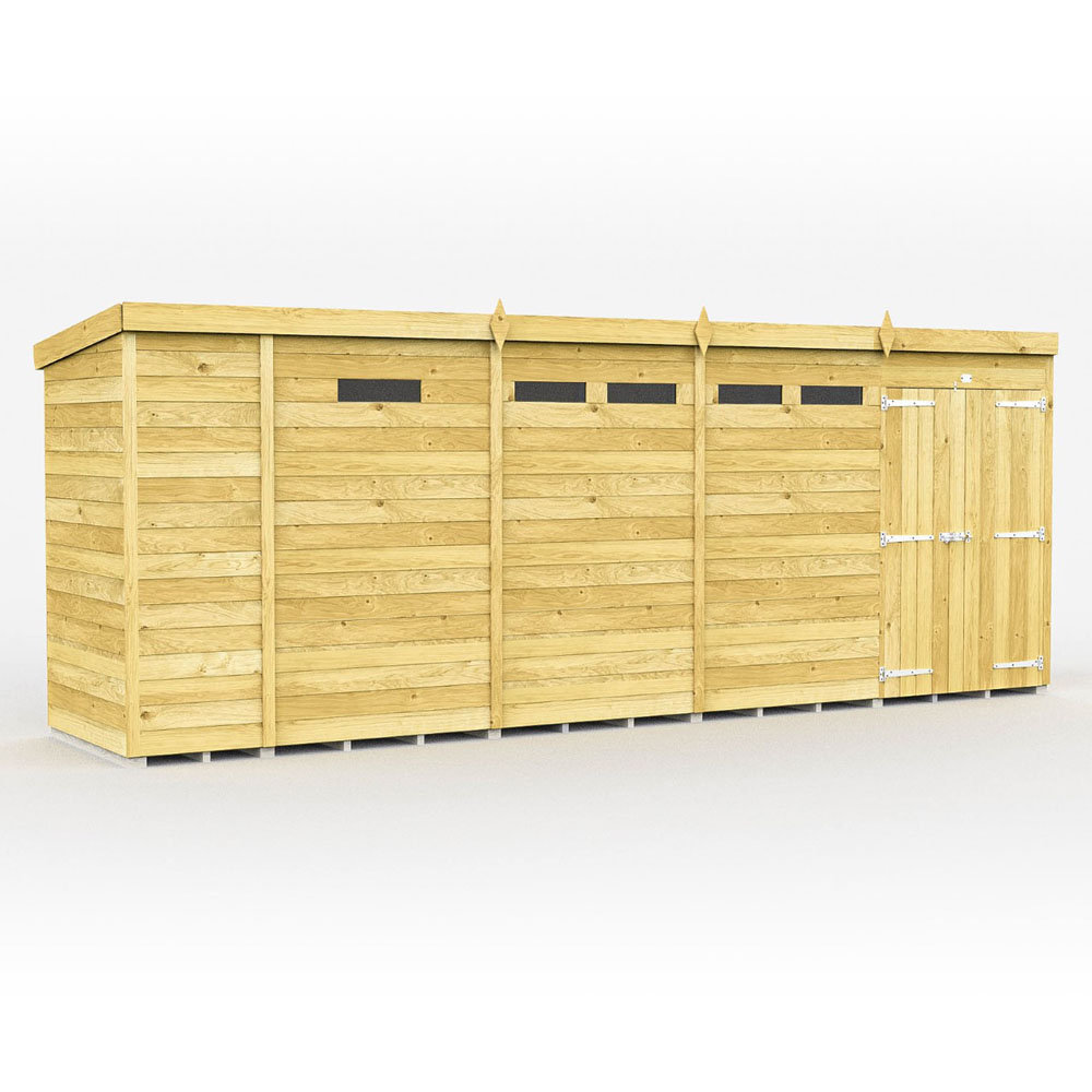 17ft x 4ft Pent Security Shed - Double Door