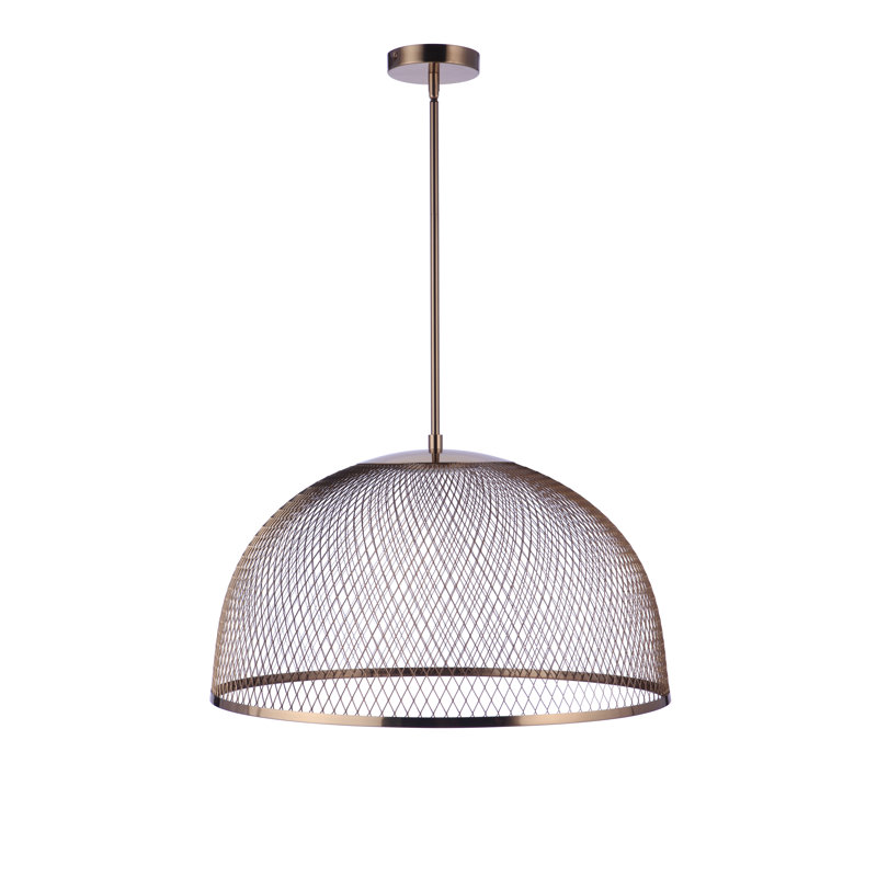 Luminaire suspendu en forme de dôme à 1 lumière DEL, Laiton satiné