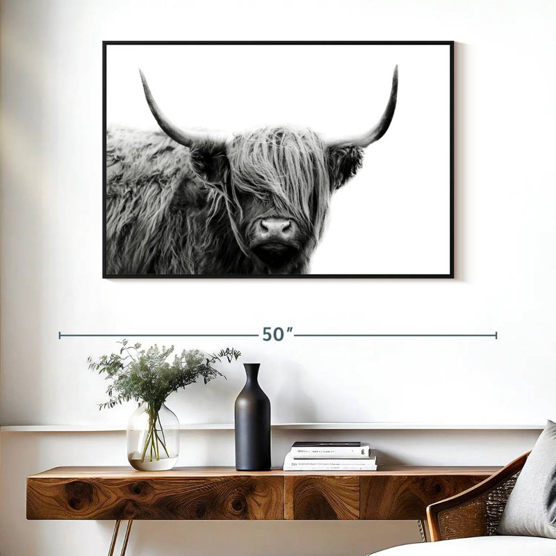 BW Highland Cow, 27" H x 40" W