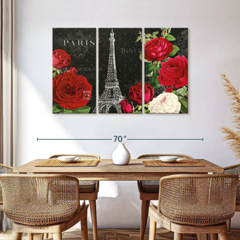 Lilie rouge Paris I noir, H 36 po x l 57 po