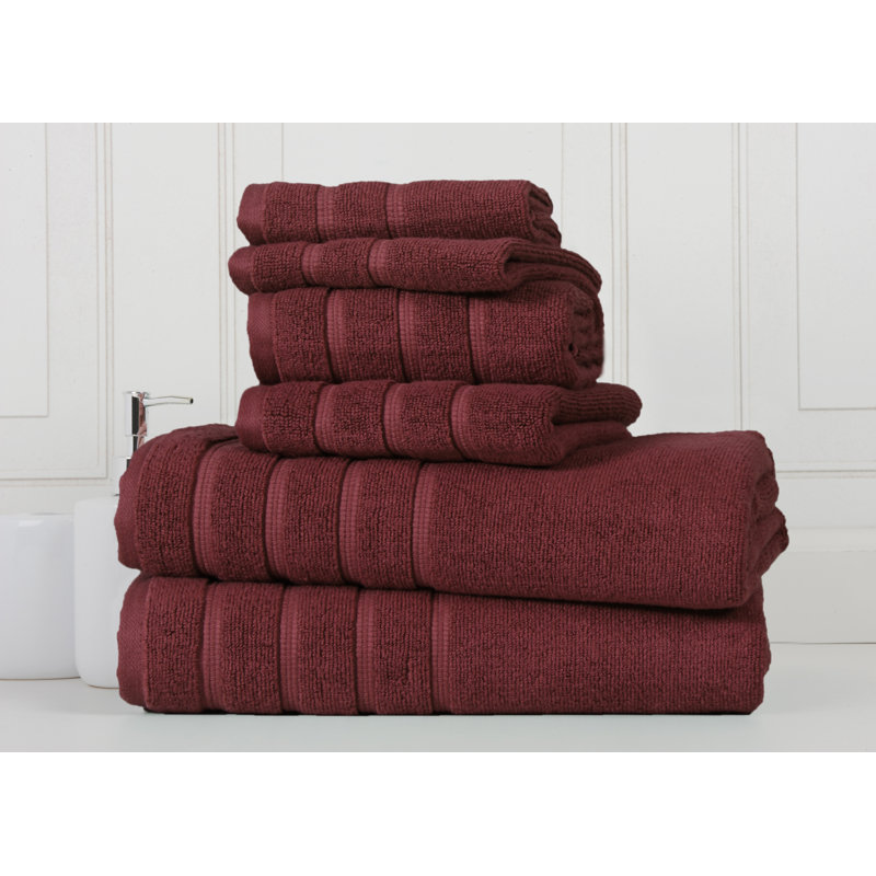 6 Piece Zero Twist Standard Cotton Towel Set, Chocolate