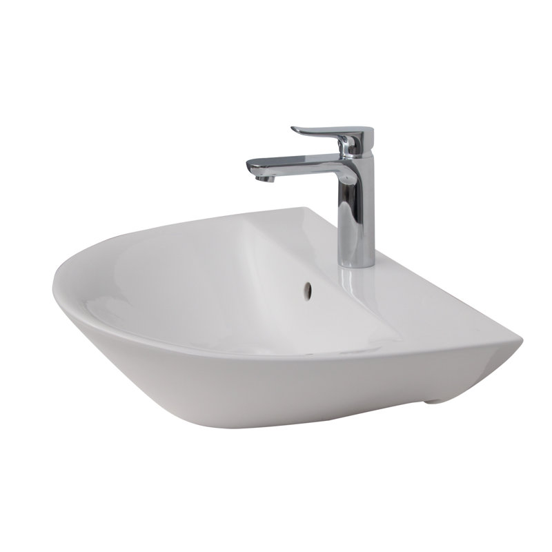 Barclay Morning 17.37'' White Vitreous China U-Shaped Bathroom Sink with Overflow, Single