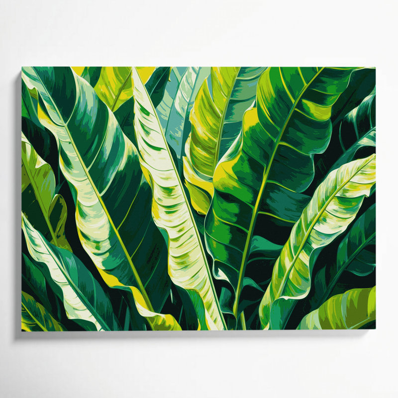 Botanical Banana Leaves Green Canvas Wall Art, 11" H x 14" W