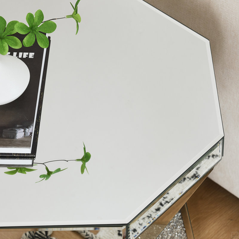 Coffee Table With Mirror Crystal Inlay