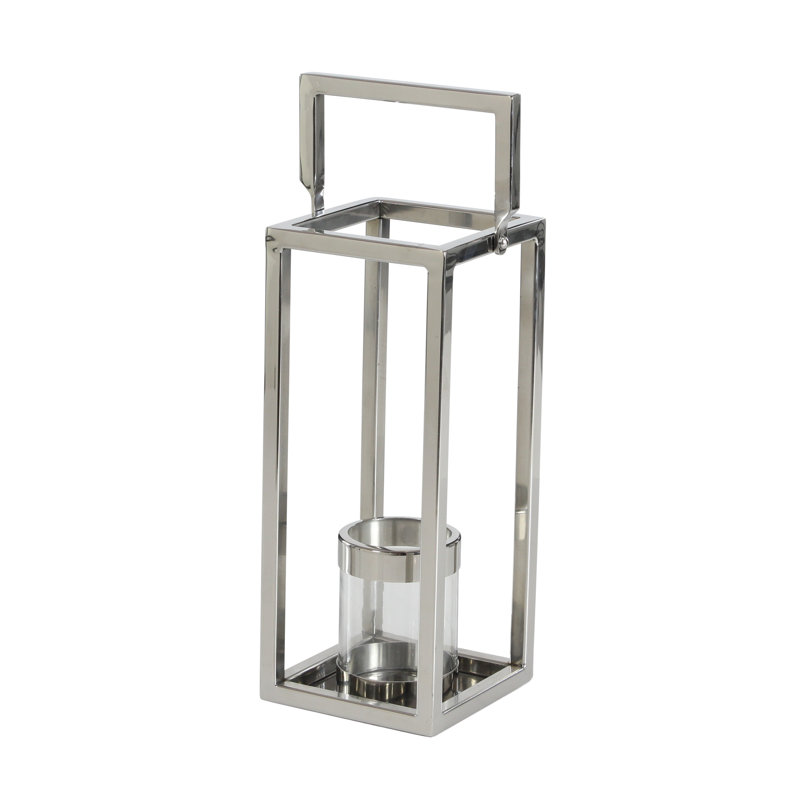Lanterne en acier et verre, H 16 po x l 6 po x P 5 po
