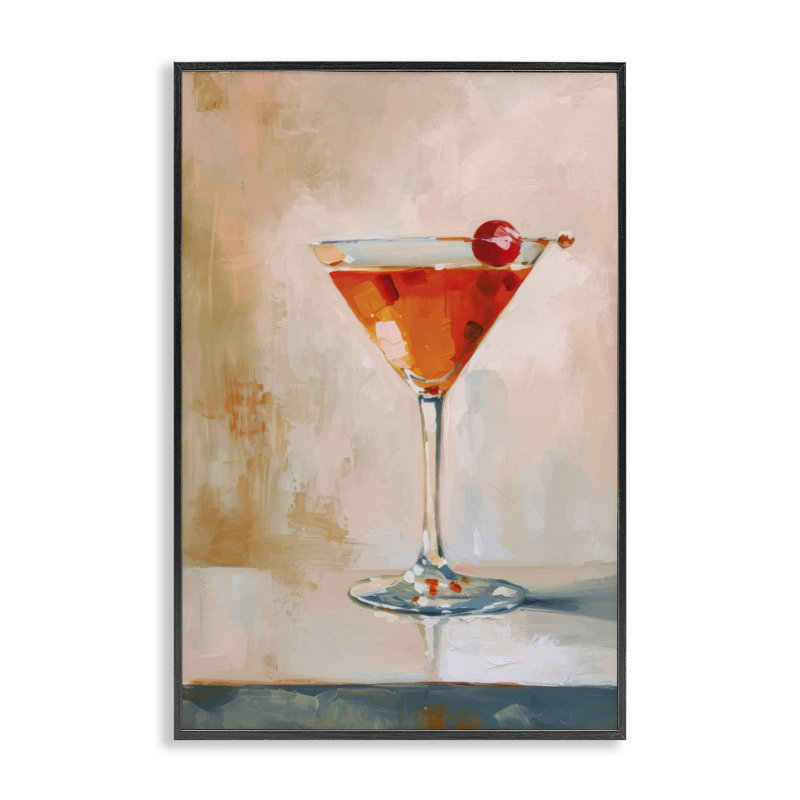  «Manhattan cocktail with cherry», art giclée par LSR Design Studio, Giclée encadrée noir minuit, H 18 po x l 12 po