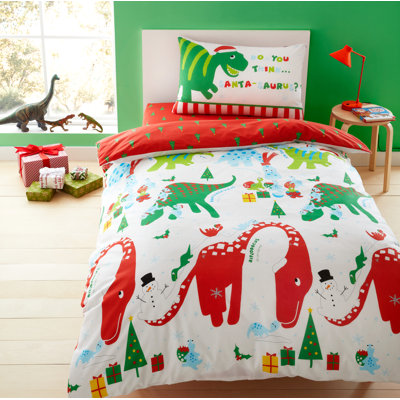 Roarsome Christmas Dino Duvet Cover Set