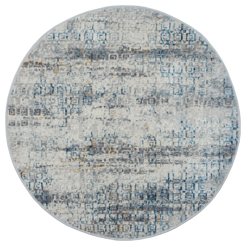 Lillith Machine Woven Beige/Blue/Grey Indoor Rug, Round 120cm