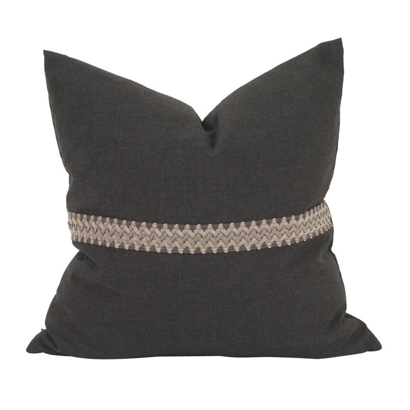 Coussin décoratif, 24 po x 24 po, Anthracite