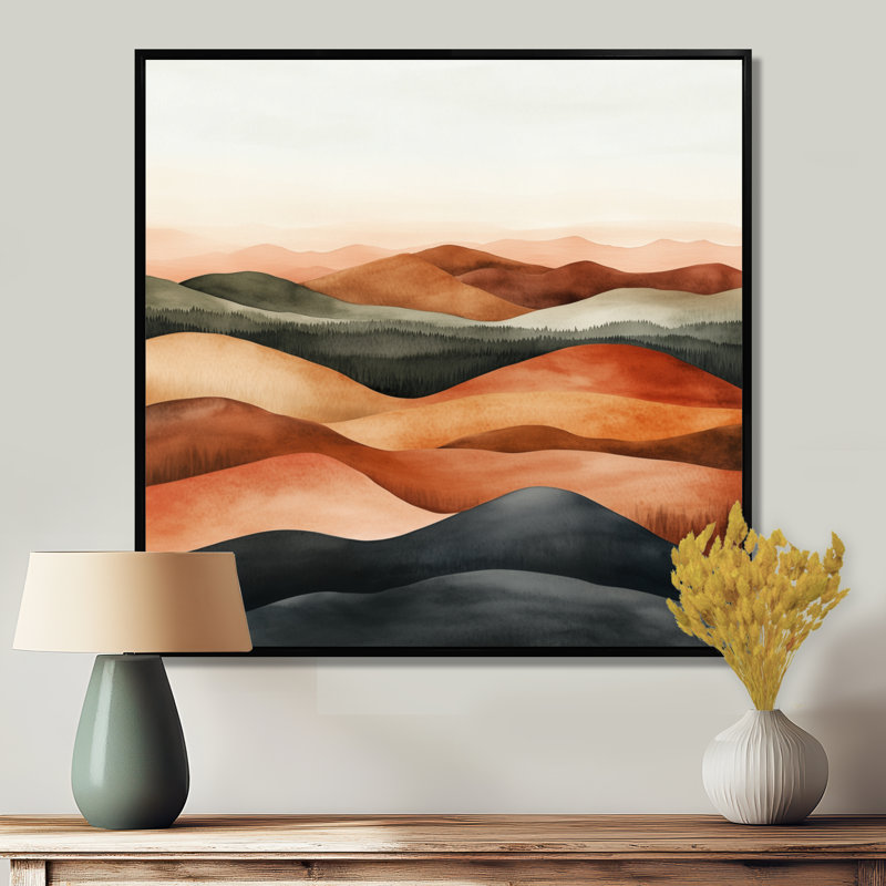 «Sage Landscape», art mural horizon du désert, Straimont, H 44 po x l 44 po, Cadre flottant noir