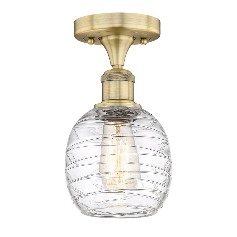 Plafonnier semi-encastré 1 lumière 6 po Magréb, Laiton brossé