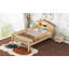 Lit plateforme simple en bois avec tête de lit en forme de maison, DEL et rangement intégré-989248483