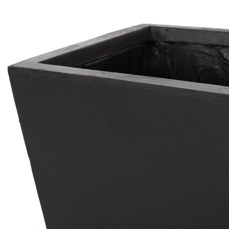 Ensemble de pots à fleurs en béton 2 pièces Walshville, Noir mat, H 28 po x l 13 po x P 13 po