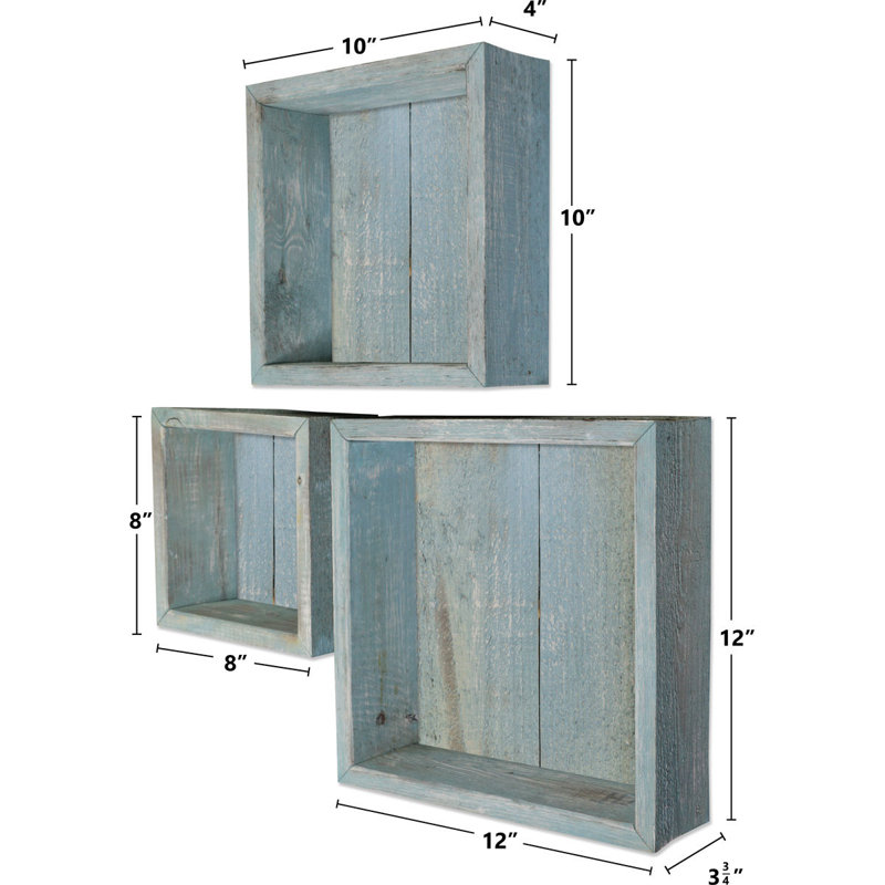 Square Cube Shelf with Adjustable Shelves, Driftwood Blue