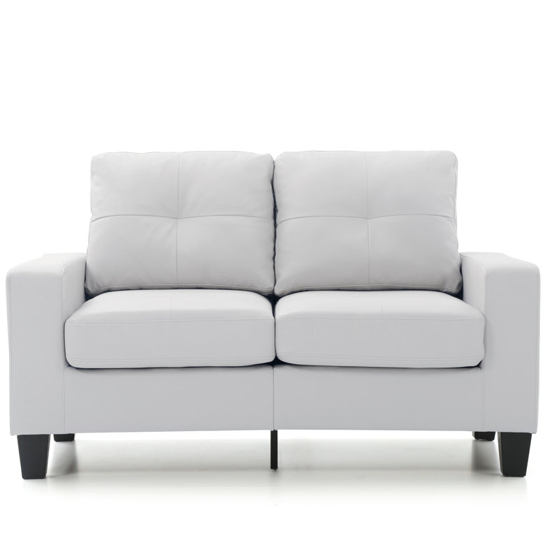 Vegas Upholstered 58'' Loveseat, White Faux Leather