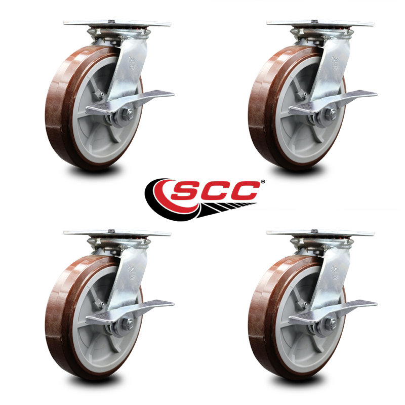 Polyurethane Caster with Ball Bearings and Brake