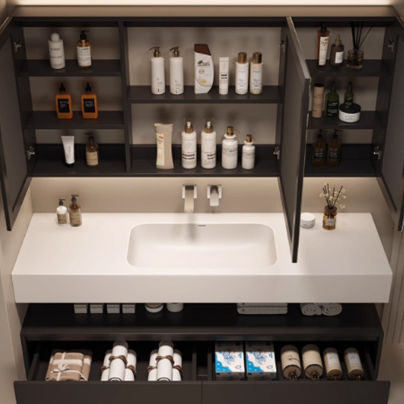 Simple design bathroom cabinet, Black