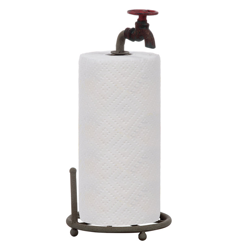 Porte-rouleau en papier essuie-tout en métal avec robinet décoratif vintage vieilli