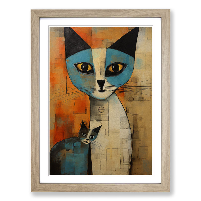 Ragdoll Cat Expressionism - Single Picture Frame Print on Wood, Oak Framed, 46cm H x 34cm W x 2cm D