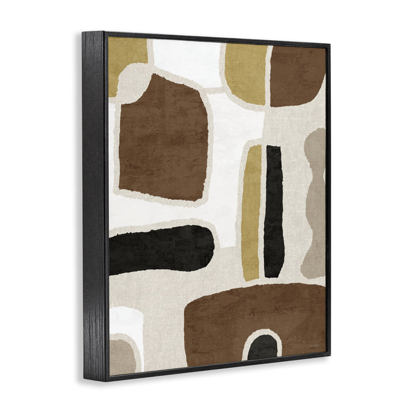 Estampe numérique Earthy Organic Shapes, design par Amber Sterling, H 14 po x l 11 po, Giclée encadrée noir minuit