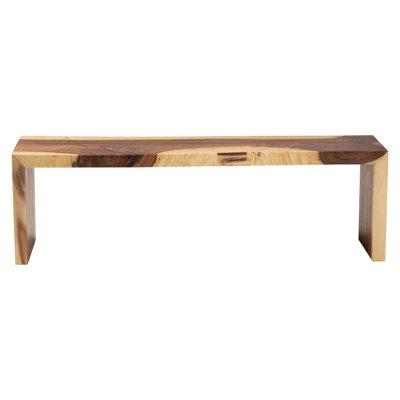 Bali & Pari Bai Solid Suar Wood Accent Bench - Modern Rustic Natural Wood Seating For Entryway, Dining, Or Living Room