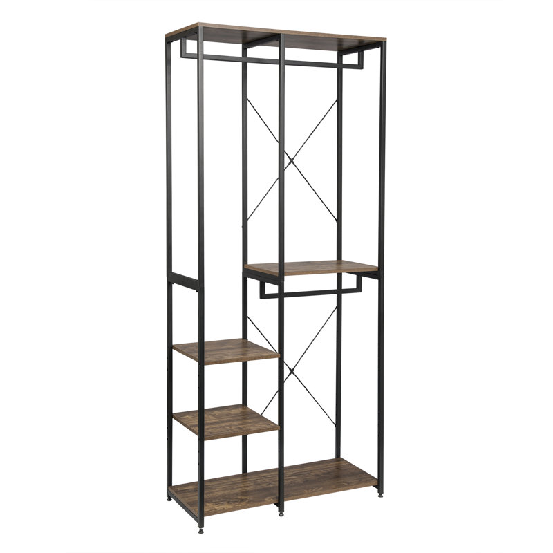 Mahurin 90cm Clothing Rack, Black/Vintage Wood