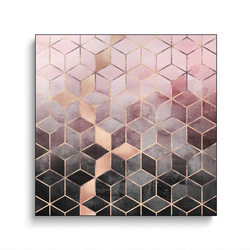Reproduction d'art sur toile Steemplix, cubes roses et gris par Elisabeth Fredriksson
