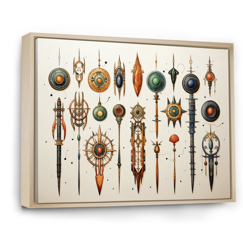 «African Sacred Symbols II» sur toile, Cadre naturel flottant, H 12 po x l 20 po x P 1 po