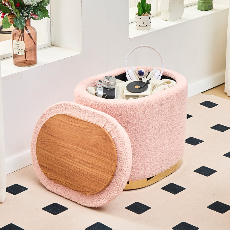 Upholstered Pouf, Pink
