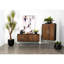 Unité de rangement 4 portes en noyer et argent, design rustique, charme industriel, structure en fer, finition, bois de manguier, tiroirs à fermeture en douceur, tablettes fixes, armoire d'organisation de salon avec minimaliste exotique