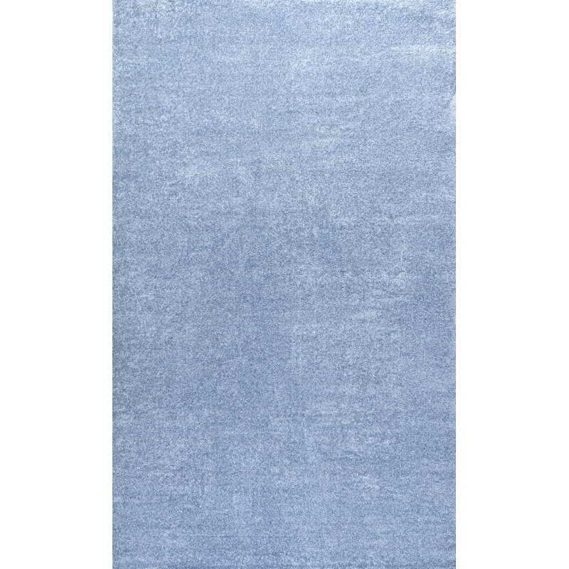 Asam Solid Low-Pile Classic Blue Rug, Rectangle 10' x 14'
