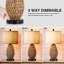 Lampe de chevet 22,5 po en rotin naturel avec deux ports USB et ampoule-504833094-508973236