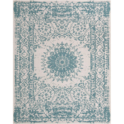 Contemporary Hintz Area Rug Aqua Color