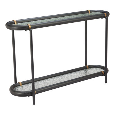 Modern Console Table Entryway Sofa Table Living Room Hallway Accent Table Tempered Glass Black
