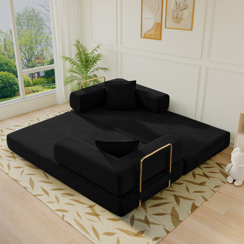 Lozena 78-Inch King-Size Convertible Sleeper Sofa Bed with No Assembly, Hybrid Mattress Couch Compression Sofa In a Box