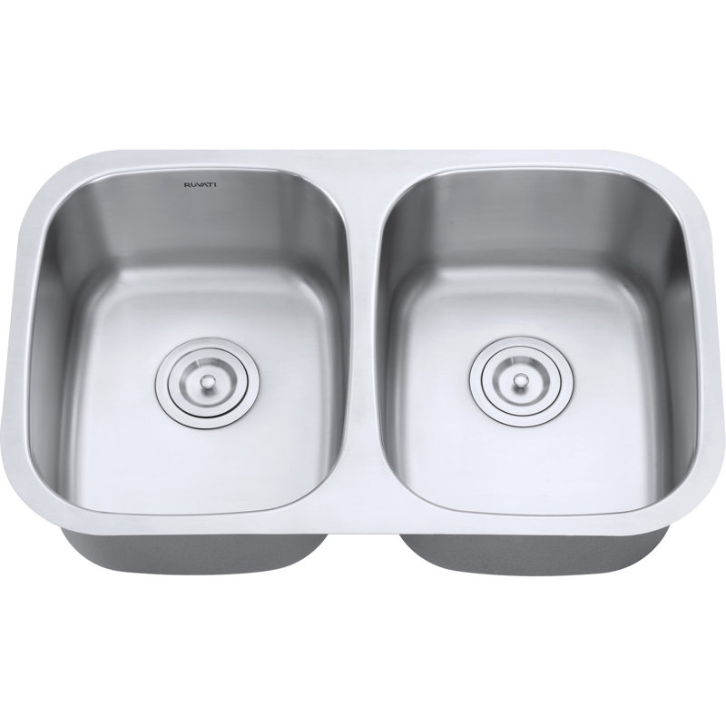 Évier de cuisine à double cuve encastrable en acier inoxydable de calibre 16 Ruvati 29 po 50/50
