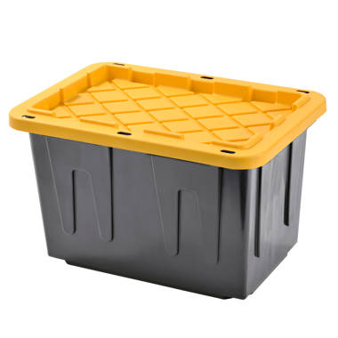 Sterilite 19 Gallon Plastic Stacker Tote, Heavy Duty Lidded Storage Bin  Container for Stackable Garage and Basement Organization, Black, 6-Pack