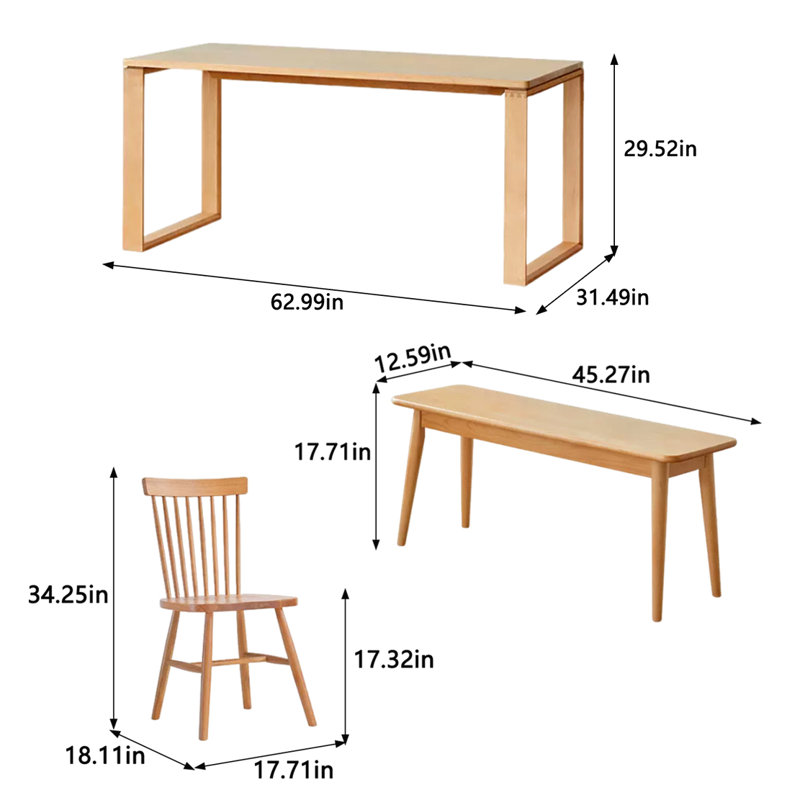 Long table work table Solid wood large board table, 29.52"H x 62.99"L x 31.49"W