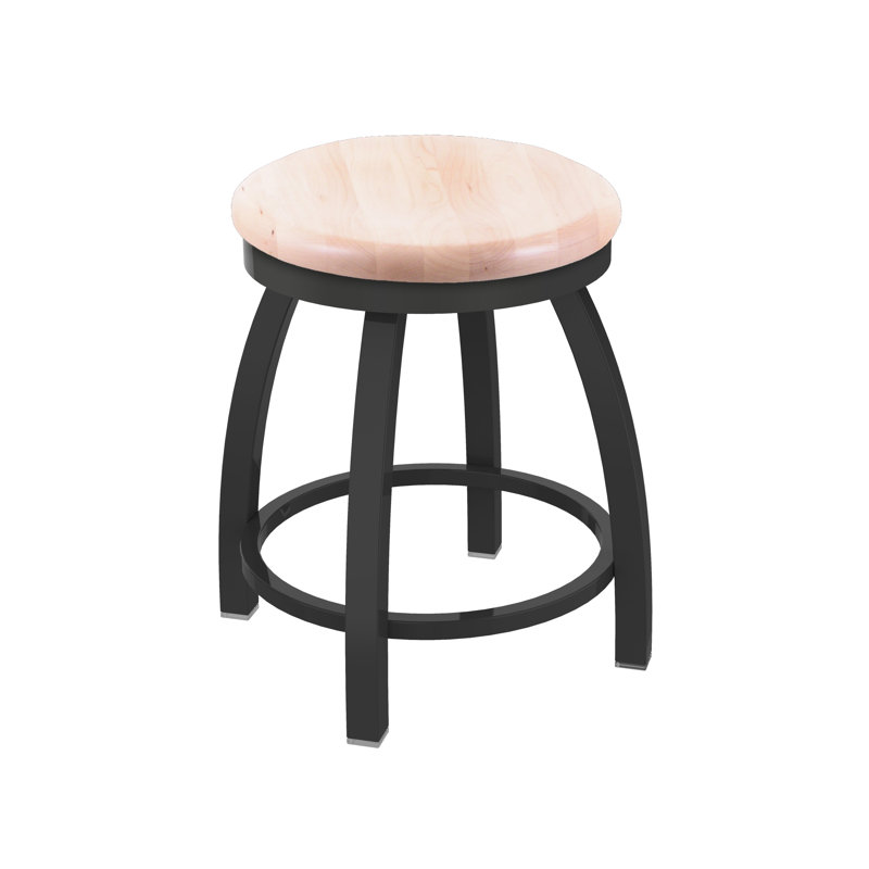 802 Misha Swivel Vanity Stool with Wood Seat, Natural Maple, Black Wrinkle