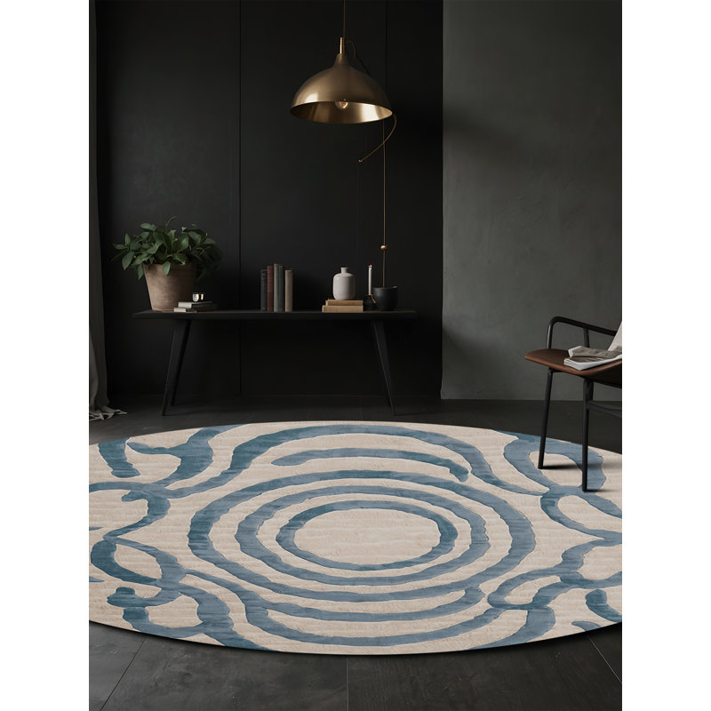 Machine Washable Gray Area Rug, Round 3'