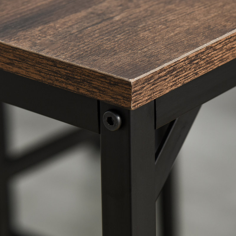 5-Piece Industrial Dining Table Set, Bar Table & 4 Stools Set