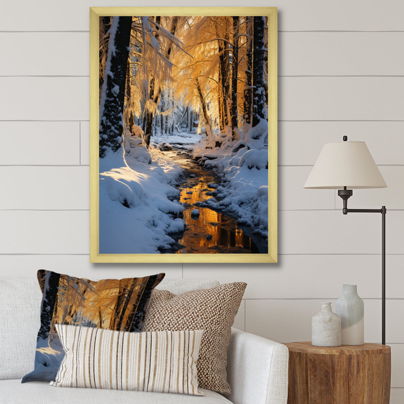 Mirryah " Alaska Silent Winter I ", 20" H x 12" W x 1" D, Gold Picture Framed