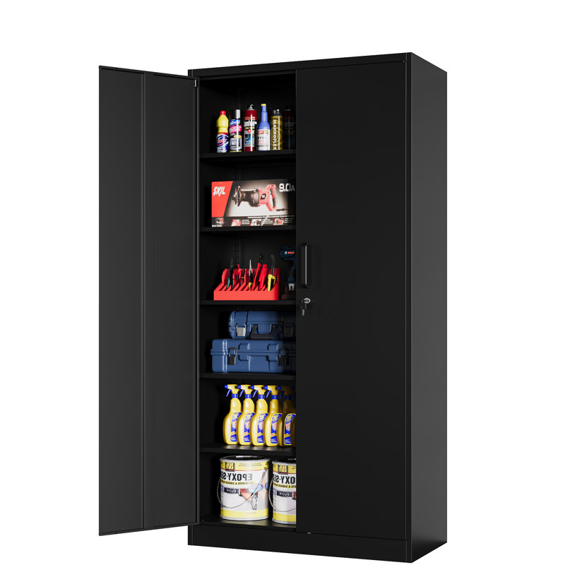 Metal Single Storage Cabinet ( 72'' H X 36'' W X 18'' D), Black