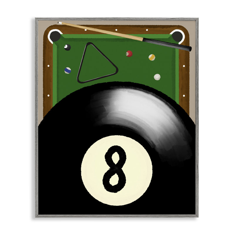 Table de billard et balles encadrées, estampe numérique, design par Jennifer Stith, H 20 po x l 16 po