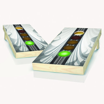 2' X 4' Racing Enthusiast Cornhole Set With Case & Lights