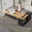 Bureau de direction rectangulaire brun en bois massif et acrylique-1445330028-1445330017