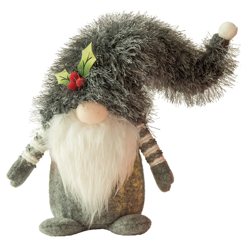 The Holiday Aisle® Polyester 14 In. Multicoloured Christmas Light Up Fuzzy Hat Gnome Decor