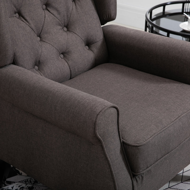Afton Upholstered Wingback Chair, Brown